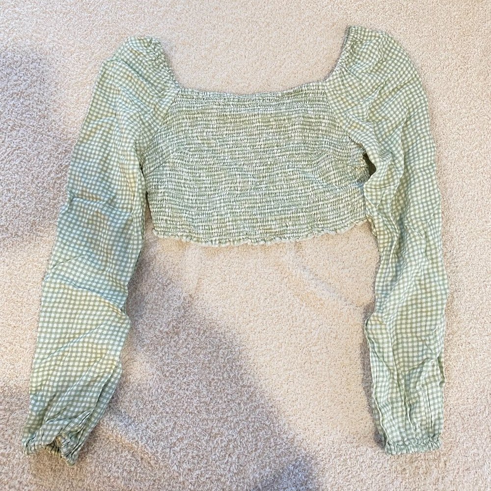 Green and White Checkered Shirt